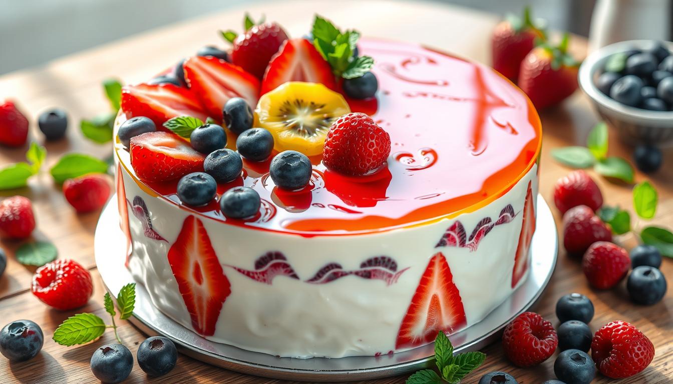 ciasto jogurtowe z owocami i galaretką