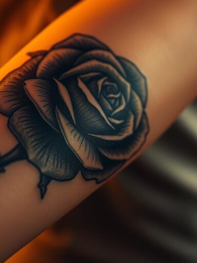 Tatuaż róża na przedramieniu